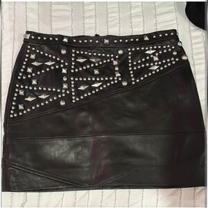 NEW The Kooples black studded leather mini skirt.